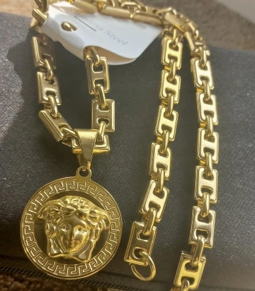 Lant +medalion INOX placat ( otel inoxidabil ) cod mihasem908
