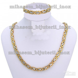 SET Lant +bratara INOX placat  ( otel inoxidabil ) cod mihasem126 - Img 3