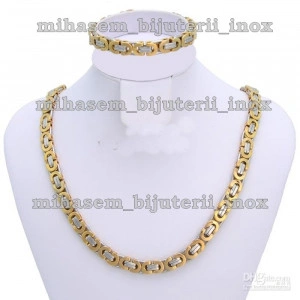SET Lant +bratara INOX placat  ( otel inoxidabil ) cod mihasem126 - Img 3