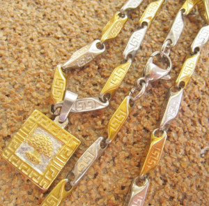 Lant +medalion INOX  placat  ( otel inoxidabil ) cod mihasem536 - Img 3
