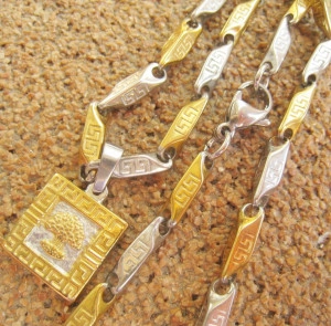 Lant +medalion INOX  placat  ( otel inoxidabil ) cod mihasem536 - Img 3