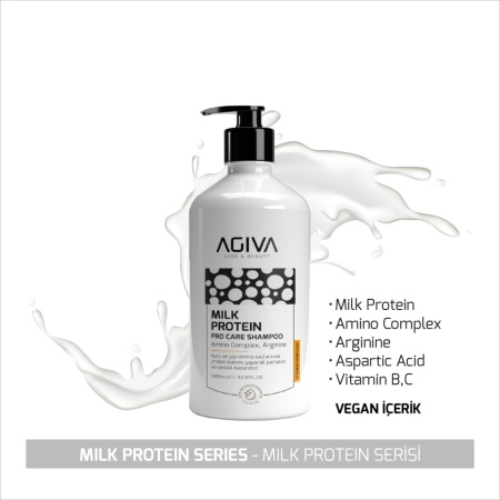 Sampon hidratare si reparare Agiva Milk Protein Amino Complex Pro Care Shampoo 1000 ml - Img 2