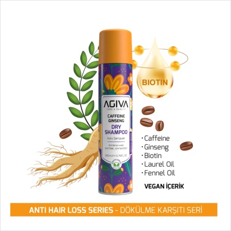 Sampon uscat Agiva Caffeine Ginseng Pro Care Dry Shampoo 200 ml - Img 2