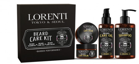 Set produse barba Lorenti beard kit ( beard shampoo + beard oil + beard wax )