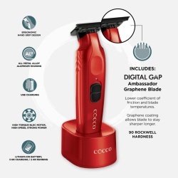 Masina de contur Cocco Hyper Veloce trimmer Red - articol profesional doar pentru frizeri si stilisti - Img 5