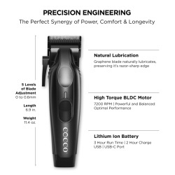 Masina de tuns Cocco Veloce Pro Matte Black - articol profesional doar pentru frizeri si stilisti - Img 3
