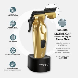 Masina de tuns Cocco Veloce Pro Gold - articol profesional doar pentru frizeri si stilisti - Img 3