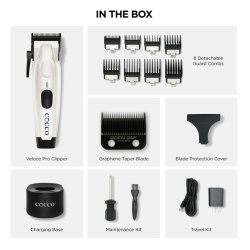 Masina de tuns Cocco Veloce Pro Pearl White - articol profesional doar pentru frizeri si stilisti - Img 2