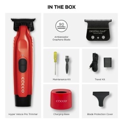 Masina de contur Cocco Hyper Veloce trimmer Red - articol profesional doar pentru frizeri si stilisti - Img 6