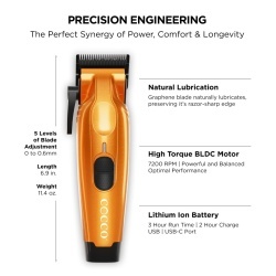 Masina de tuns Cocco Hyper Veloce Orange - articol profesional doar pentru frizeri si stilisti - Img 2