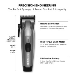 Masina de tuns Cocco Veloce Pro Grey - articol profesional doar pentru frizeri si stilisti - Img 2