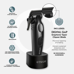 Masina de tuns Cocco Veloce Pro Matte Black - articol profesional doar pentru frizeri si stilisti - Img 4