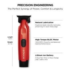 Masina de contur Cocco Hyper Veloce trimmer Red - articol profesional doar pentru frizeri si stilisti - Img 3