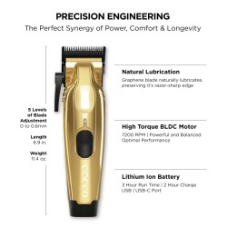 Masina de tuns Cocco Veloce Pro Gold - articol profesional doar pentru frizeri si stilisti - Img 4