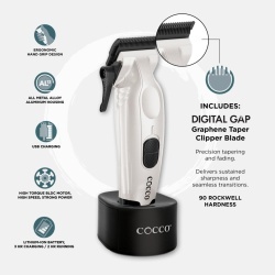 Masina de tuns Cocco Veloce Pro Pearl White - articol profesional doar pentru frizeri si stilisti - Img 3