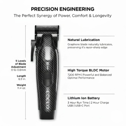 Masina de tuns Cocco Hyper Veloce Carbon - articol profesional doar pentru frizeri si stilisti - Img 2