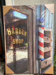Tablou Canvas pentru saloane Barbershop Window Barber Pole Vintage
