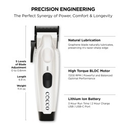 Masina de tuns Cocco Veloce Pro Pearl White - articol profesional doar pentru frizeri si stilisti - Img 4