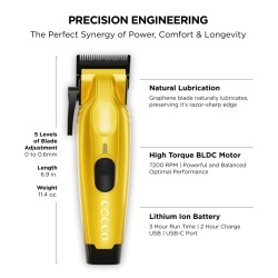 Masina de tuns Cocco Hyper Veloce Yellow - articol profesional doar pentru frizeri si stilisti - Img 5
