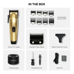 Masina de tuns Cocco Veloce Pro Gold - articol profesional doar pentru frizeri si stilisti - Img 2