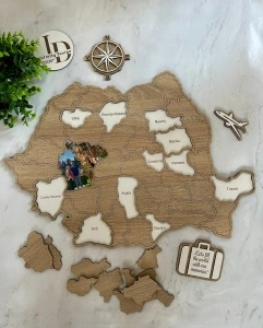 Harta Amintirilor România – Ramă Foto Personalizată cu Locațiile favorite