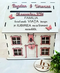 Căsuță pentru dar personalizată pentru nuntă