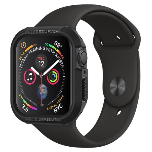 Husa pentru Apple Watch 4 / 5 / 6 / 7 / 8 / SE (44mm / 45mm) - Spigen Rugged Armor - Black