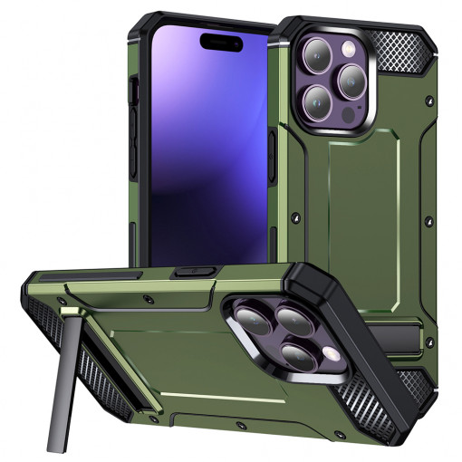Husa telefon iPhone 15 Pro Max - Techsuit Hybrid Armor Kickstand - Green