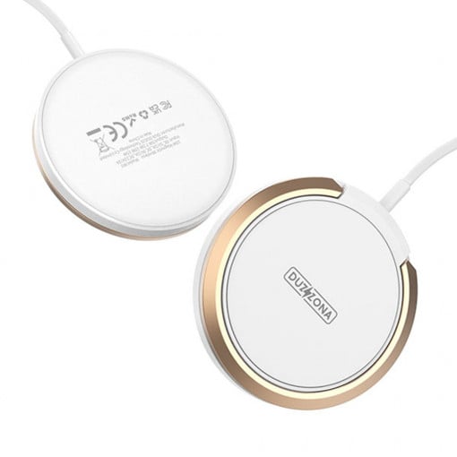 Duzzona - Wireless Charger (W1) - with Magnetic Attach on iPhone and Desk Stand, 15W - White