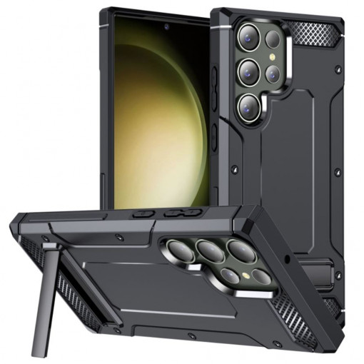 Husa telefon Samsung Galaxy S23 Ultra - Techsuit Hybrid Armor Kickstand - Black