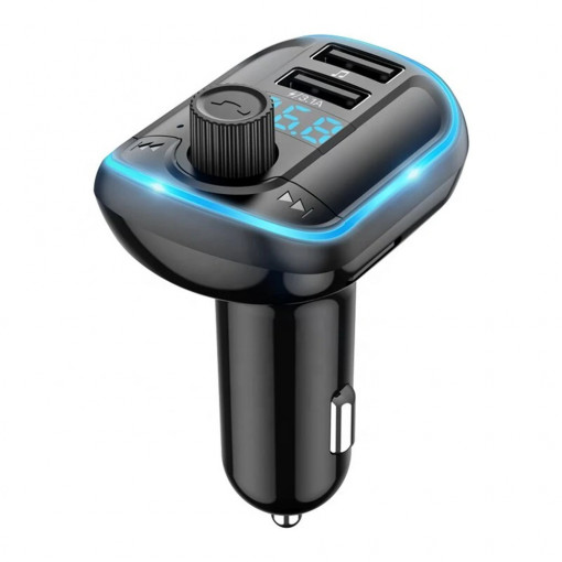 Incarcator Auto cu Modulator FM, Display LED, 2xUSB 3.1A, MicroSD - Yesido (Y44) - Black