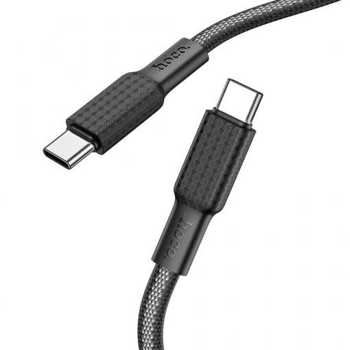 Cablu de Date Type-C la Type-C 3A, 1m - Hoco Jaeger (X69) - Black / White