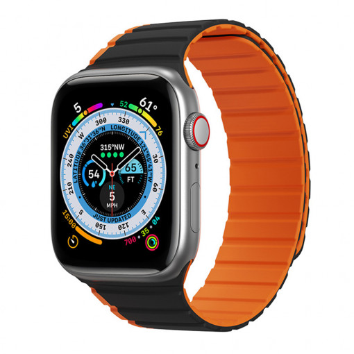 Curea pentru Apple Watch 1/2/3/4/5/6/7/8/SE/SE 2 (38/40/41mm) - Dux Ducis LD Series - Black / Orange