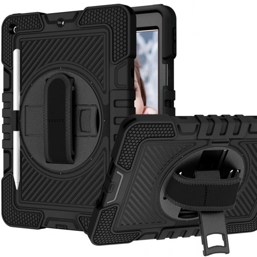 Husa pentru iPad 10.2" (2019 / 2020 / 2021) - Techsuit StripeShell 360 - Black
