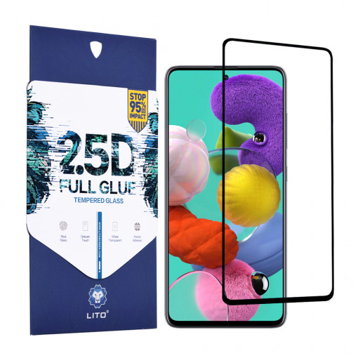 Folie protectie telefon Samsung Galaxy A51 4G / A51 5G - Lito 2.5D FullGlue Glass - Black