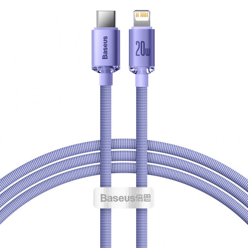 Cablu de Date Type-C la Lightning 20W, 2m - Baseus Crystal Shine (CAJY000305) - Purple