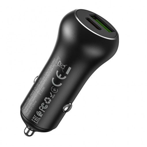 Incarcator Auto USB, QC3.0, 18W, Type-C, PD20W - Hoco (Z38 Resolute) - Black