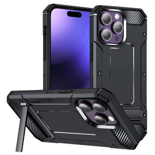 Husa telefon iPhone 15 Pro Max - Techsuit Hybrid Armor Kickstand - Black