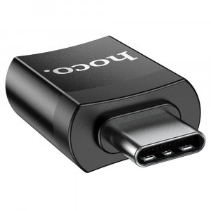Adaptor OTG Type-C la USB-A 2A - Hoco (UA17) - Black - Img 3
