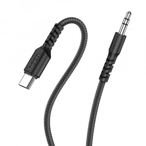 Cablu Adaptor Type-C la Jack 1m - Hoco (UPA17) - Black - Img 1