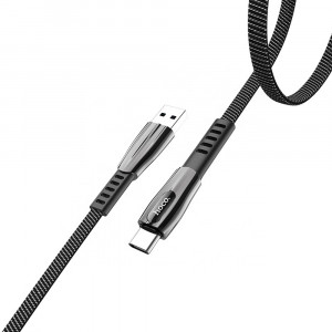 Cablu de Date USB-A la Type-C 2.4A, 1.2m - Hoco Splendor (U70) - Grey - Img 3