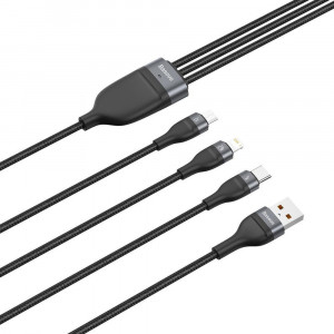 Cablu de Date USB la Lightning, Micro-USB, Type-C 66W, 1.2m - Baseus Flash Series (CA1T3-G1) - Gray - Img 3
