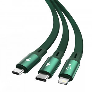 Cablu de Date USB la Type-C, Lightning, Micro-USB 3.5A, 1.2m - Baseus (CAMLT-MJ06) - Green - Img 3