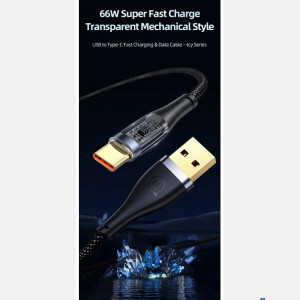 Cablu de Date USB la Type-C PD, 66W, 1.2m - USAMS Icy Series (US-SJ572) - Black - Img 4