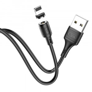Cablu de Incarcare Magnetic USB-A la Lightning 12W, 2.4A, 1m - Hoco Sereno (X52) - Black - Img 3