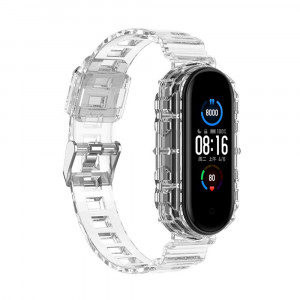 Curea pentru Xiaomi Mi Band 5 / 5 NFC / 6 / 6 NFC / Amazfit Band 5 - Techsuit Watchband (W017) - Clear - Img 2
