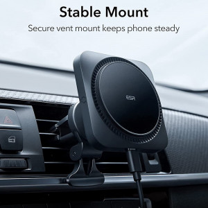 ESR - Car Holder with Wireless Charging HaloLock - with CryoBoost, MagSafe Compatible, for Air Vent - Frosted Onyx - Img 2