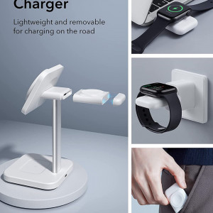ESR - Charging Station 3in1 HaloLock - for iPhone, AirPods and Apple Watch, with Detachable Watch Charger Set, EU Plug - White - Img 4