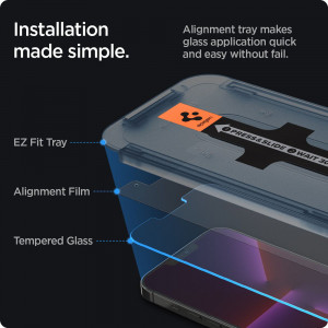 Folie protectie telefon iPhone 13 Pro Max (set 2) - Spigen Glas.TR EZ FIT - Clear - Img 4