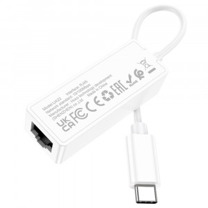 Hoco - Adapter Acquire (UA22) - USB-C to Ethernet, 100Mbps - White - Img 3